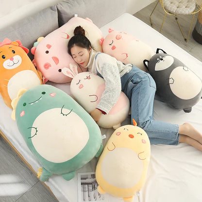 Charming plush pillows in the shape of different animals, designed for ultimate squishiness and perfect for snuggling