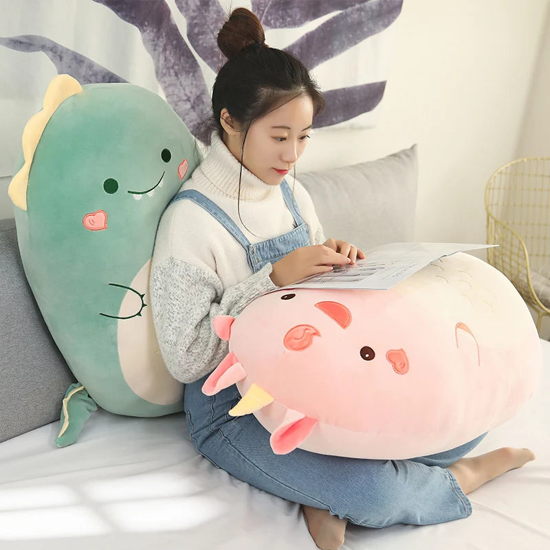 Fluffy animal pillow plushes with friendly faces and vibrant colors, perfect companions for kids and decorative accents for any space