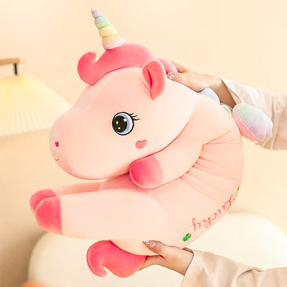 Giant unicorn cuddle toy with a plush texture and oversized design, ideal for snuggling during nap time or playtime