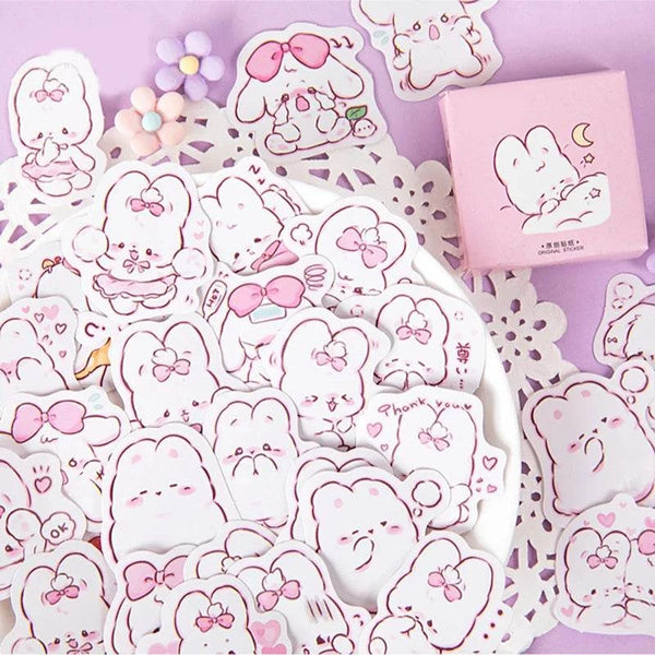 45 Pcs Cute Rabbit Daily Kawaii Adhesive Stickers