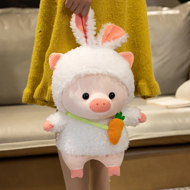 Kawaii-style baby pig plush with oversized ears and a cute smile, perfect for adding a whimsical touch to any decor