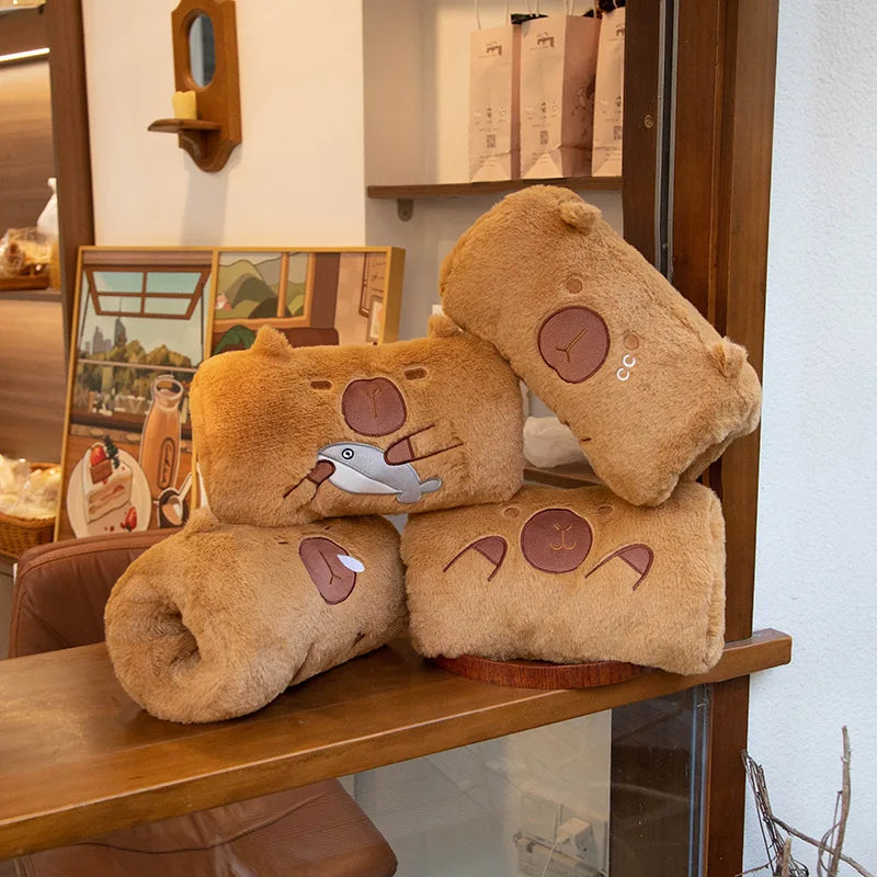 Adorable kawaii capybara plush warmers, perfect for cozying up during the holiday season and adding a festive touch to your home