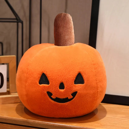 Adorable pumpkin-shaped plush toy featuring a smiling face, ideal for adding a festive touch to your Halloween decor