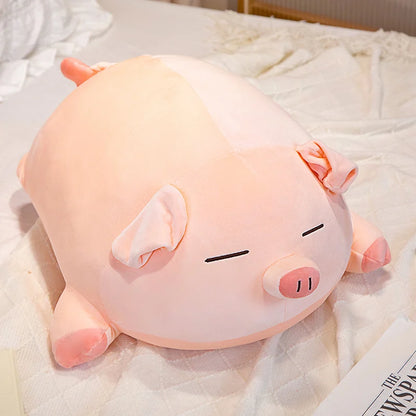 his adorable squishy pink pig plush pillow showcases a round body and fluffy texture, making it a cozy companion for relaxation and comfort