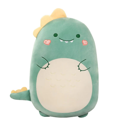 Adorable squishy dinosaur pillow plush, featuring a cute design perfect for cuddling and adding charm to any space.