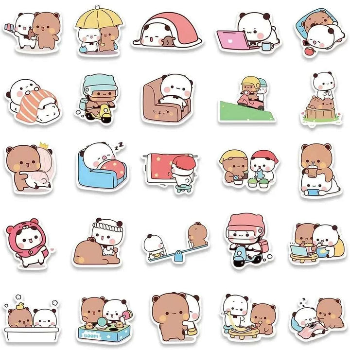 Cute kawaii Bear Couple Stickers - Yuathepanda