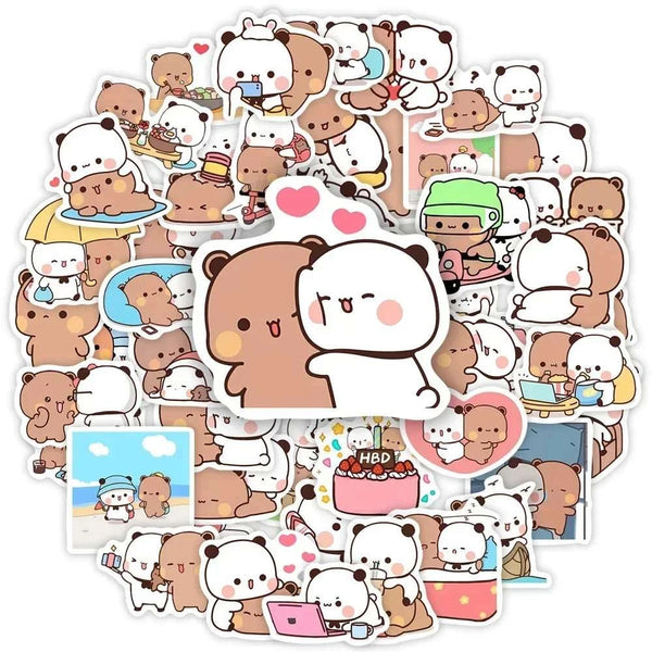 Cute kawaii Bear Couple Stickers - Yuathepanda