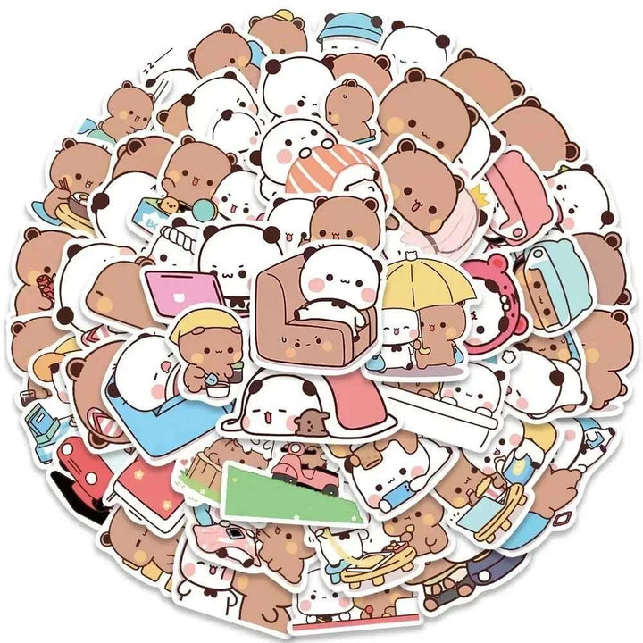 Cute kawaii Bear Couple Stickers - Yuathepanda