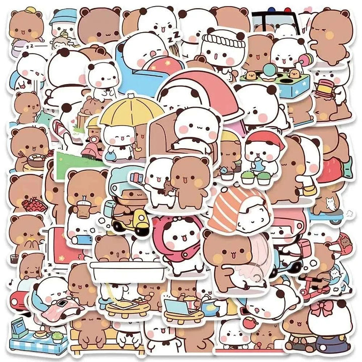 Cute kawaii Bear Couple Stickers - Yuathepanda