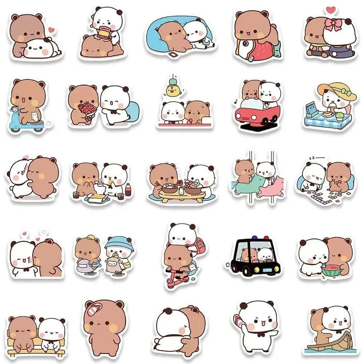 Cute kawaii Bear Couple Stickers - Yuathepanda