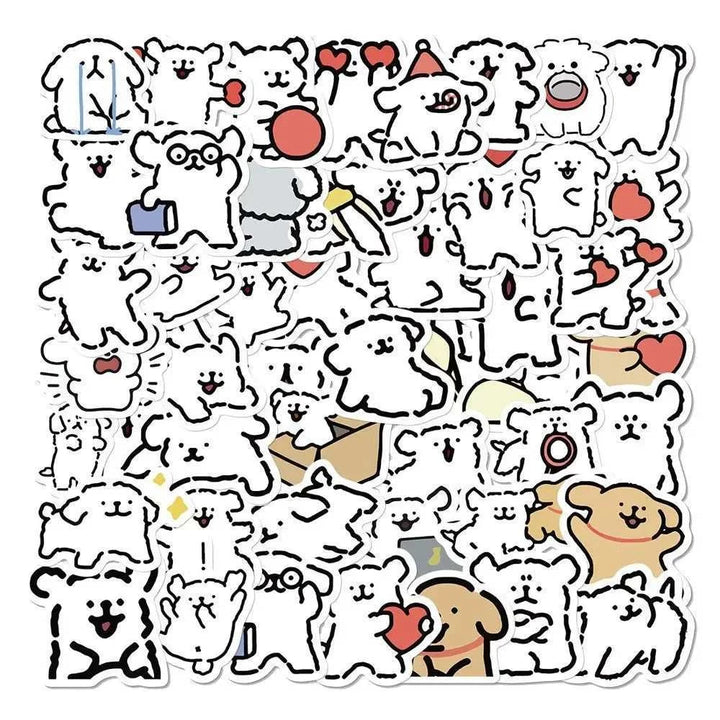 Cute Line Dog Stickers Pack - Yuathepanda