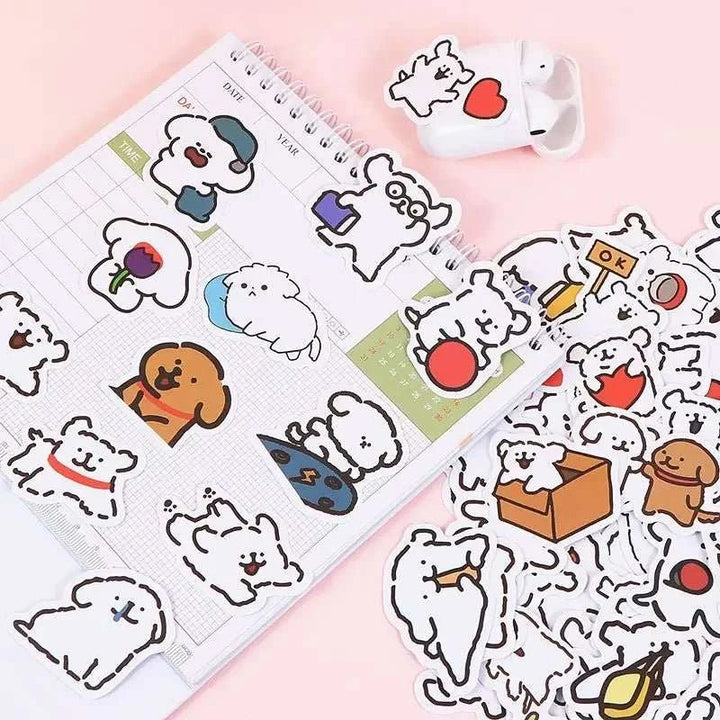 Cute Line Dog Stickers Pack - Yuathepanda