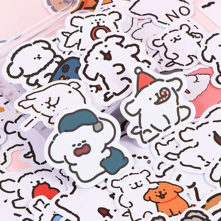 Cute Line Dog Stickers Pack - Yuathepanda