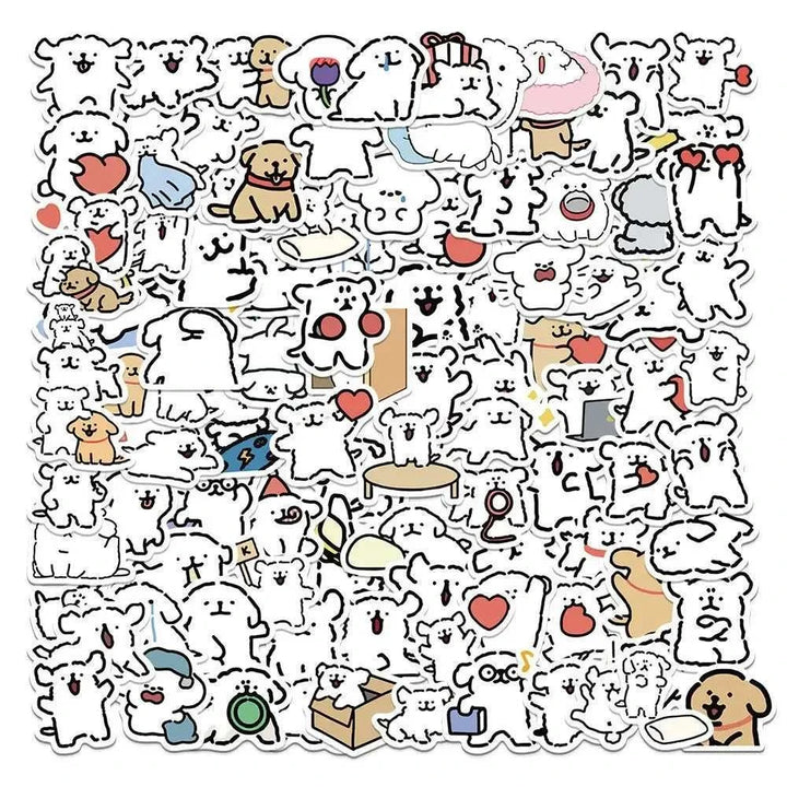 Cute Line Dog Stickers Pack - Yuathepanda