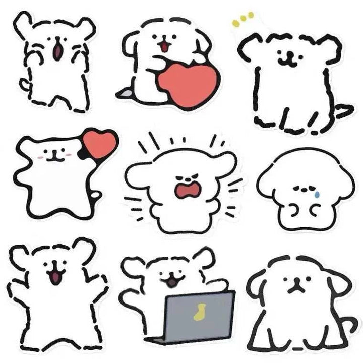 Cute Line Dog Stickers Pack - Yuathepanda