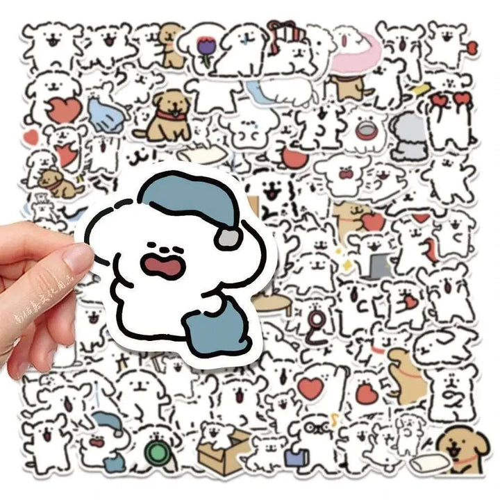 Cute Line Dog Stickers Pack - Yuathepanda