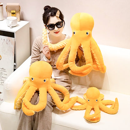 Adorable, huggable octopus plush with soft, squishy tentacles, designed for comfort and playful fun for both kids and adults